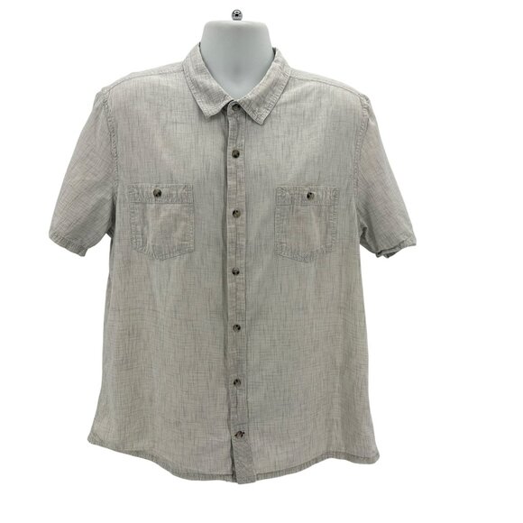 Toad & Co Mens XL Button Shirt Organic Cotton Smythy Shirt Gray Retro Pattern - Picture 1 of 5